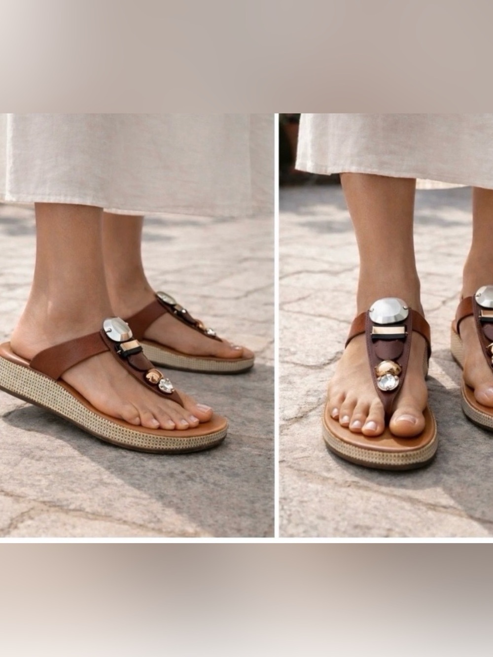 Fitflop Jeweley Women’s Brown Embellished Thong Sandals